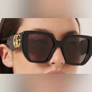 GG Black Sunglasses with Gold Detail